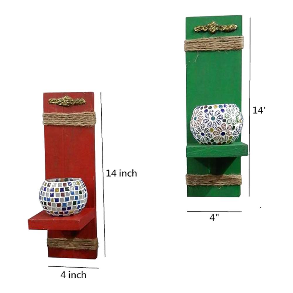 Reva Multicolor Solid Wood Wal Shelf