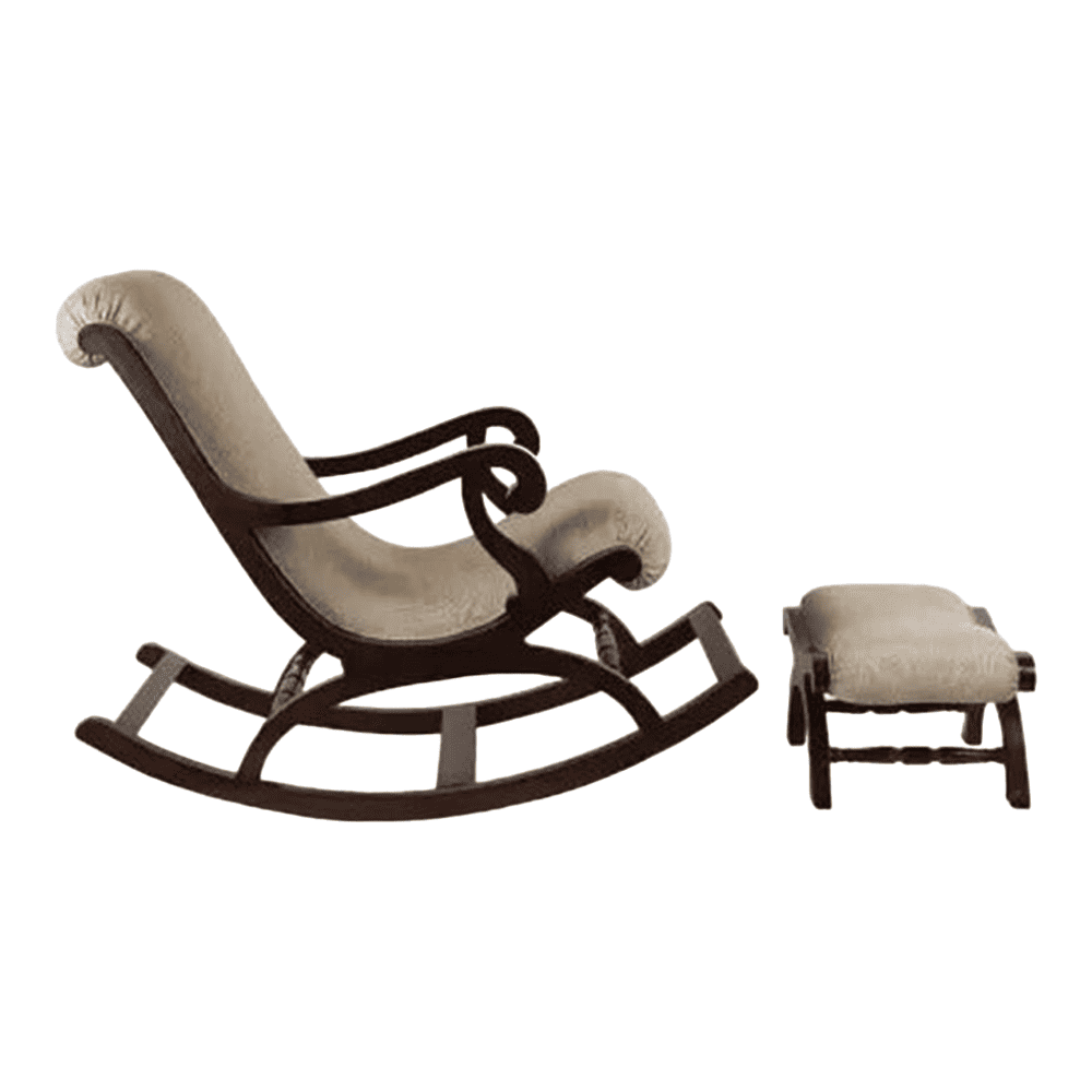 Hailea Solid Wood Rocking Chair in Beige jute Colour