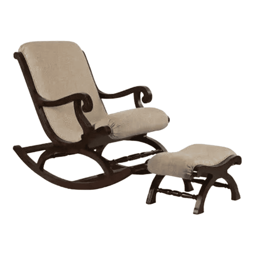 Hailea Solid Wood Rocking Chair in Beige jute Colour