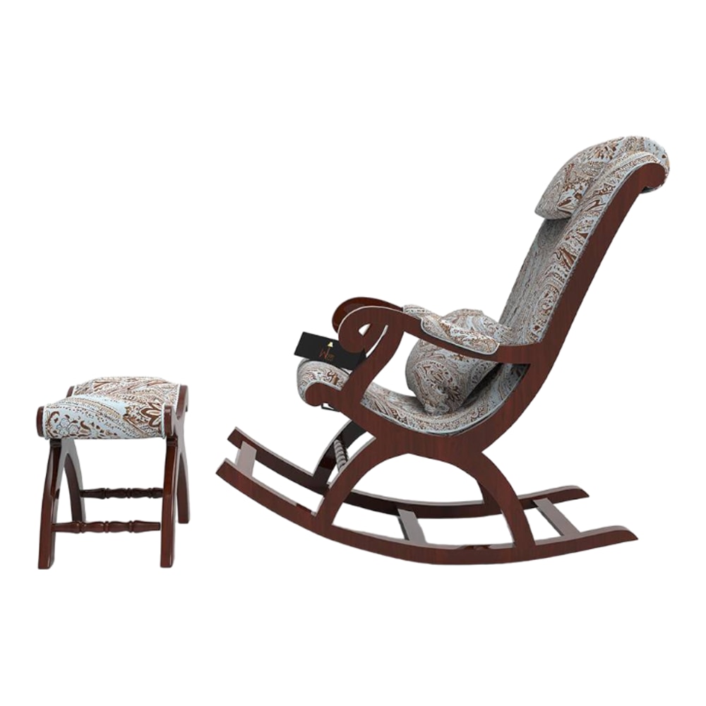 Linsay Solid Wood Rocking Chair in Beige printed Colour