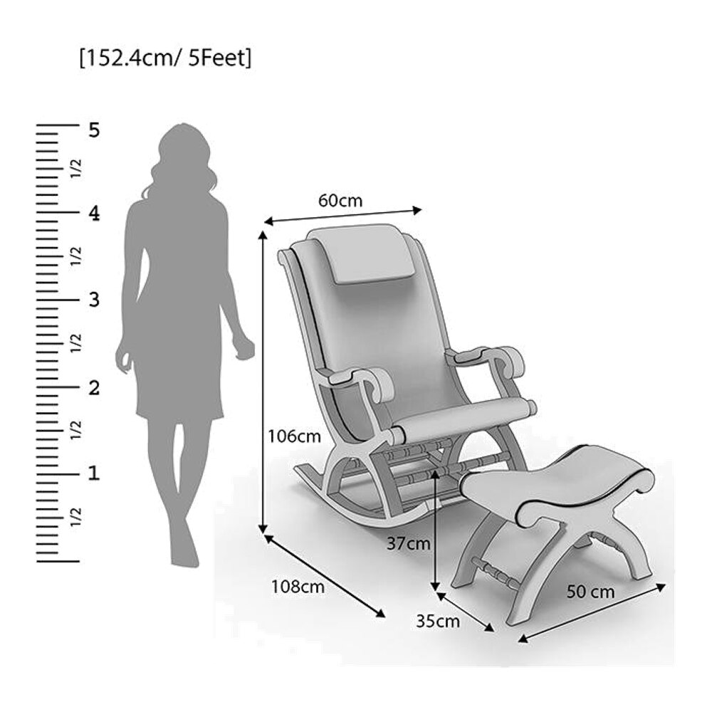 Linsay Solid Wood Rocking Chair in Beige printed Colour