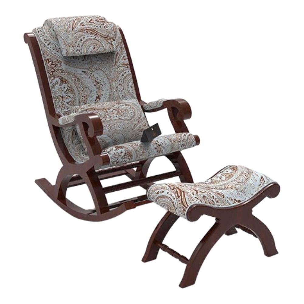 Linsay Solid Wood Rocking Chair in Beige printed Colour