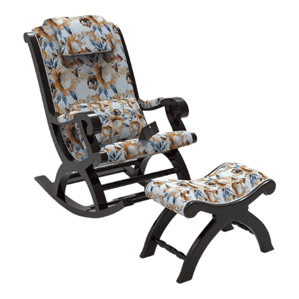 Lindel Solid Wood Rocking Chair in Beige printed Colour