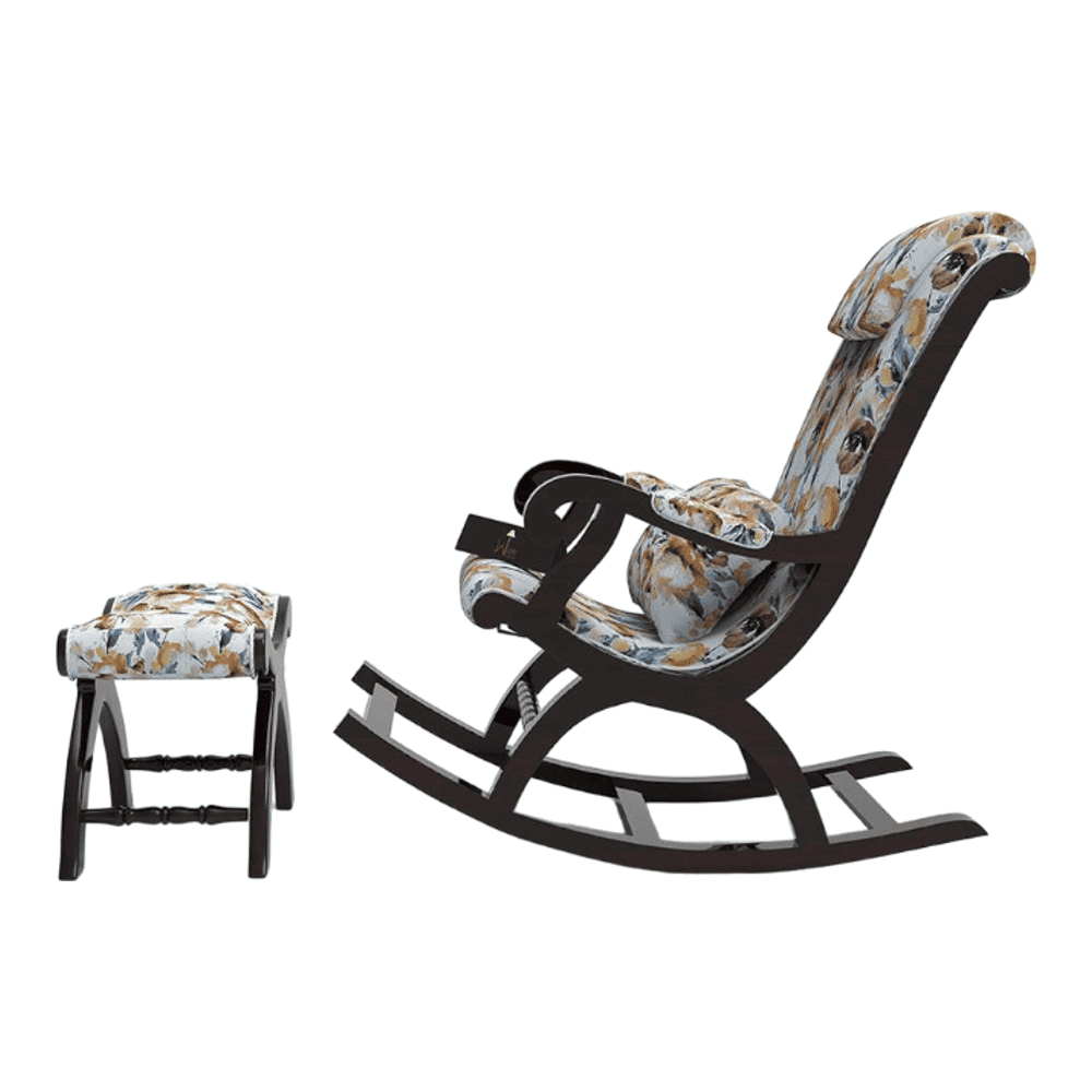 Lindel Solid Wood Rocking Chair in Beige printed Colour