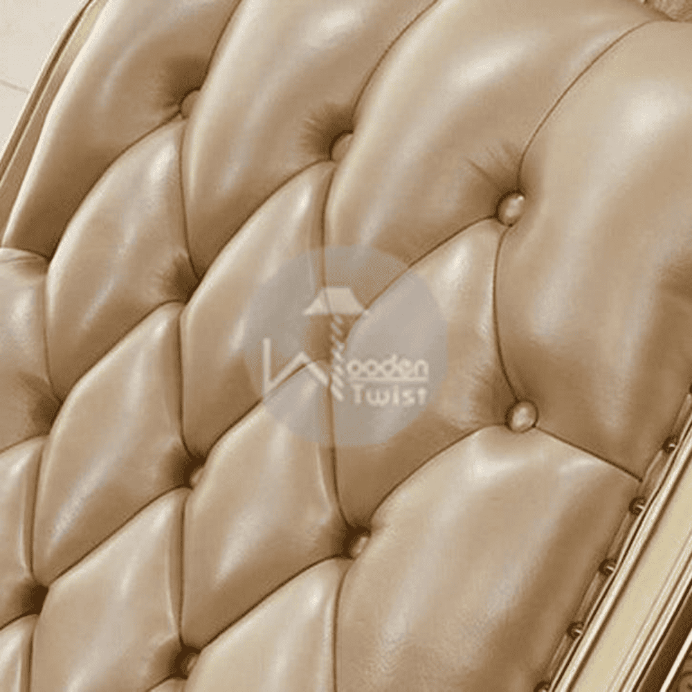Harry Solid Wood Rocking Chair in Beige Leatherette Colour