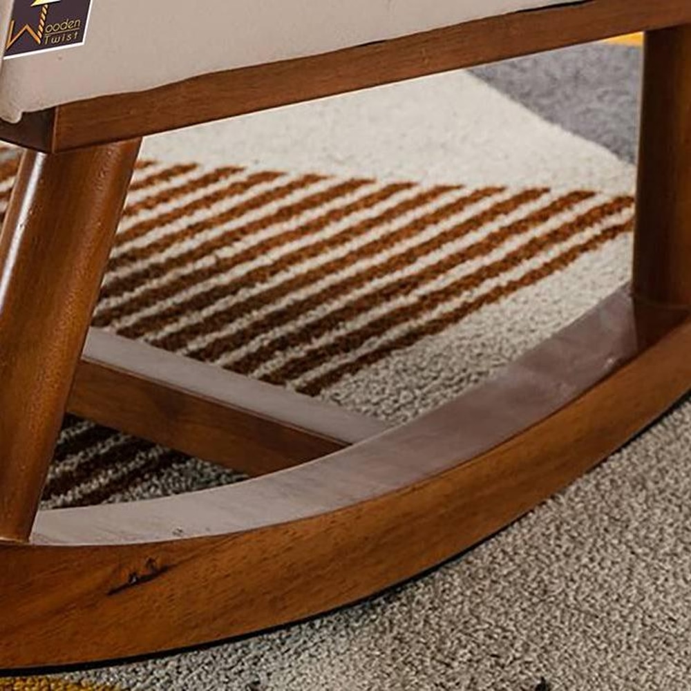 Peirce Solid Wood Rocking Chair in Beige Leatherette Colour