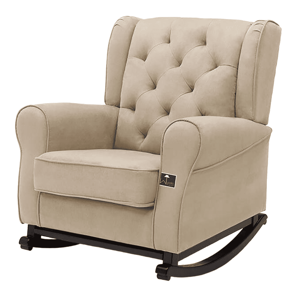Kimberlin Solid Wood Rocking Chair in Beige Leatherette Colour
