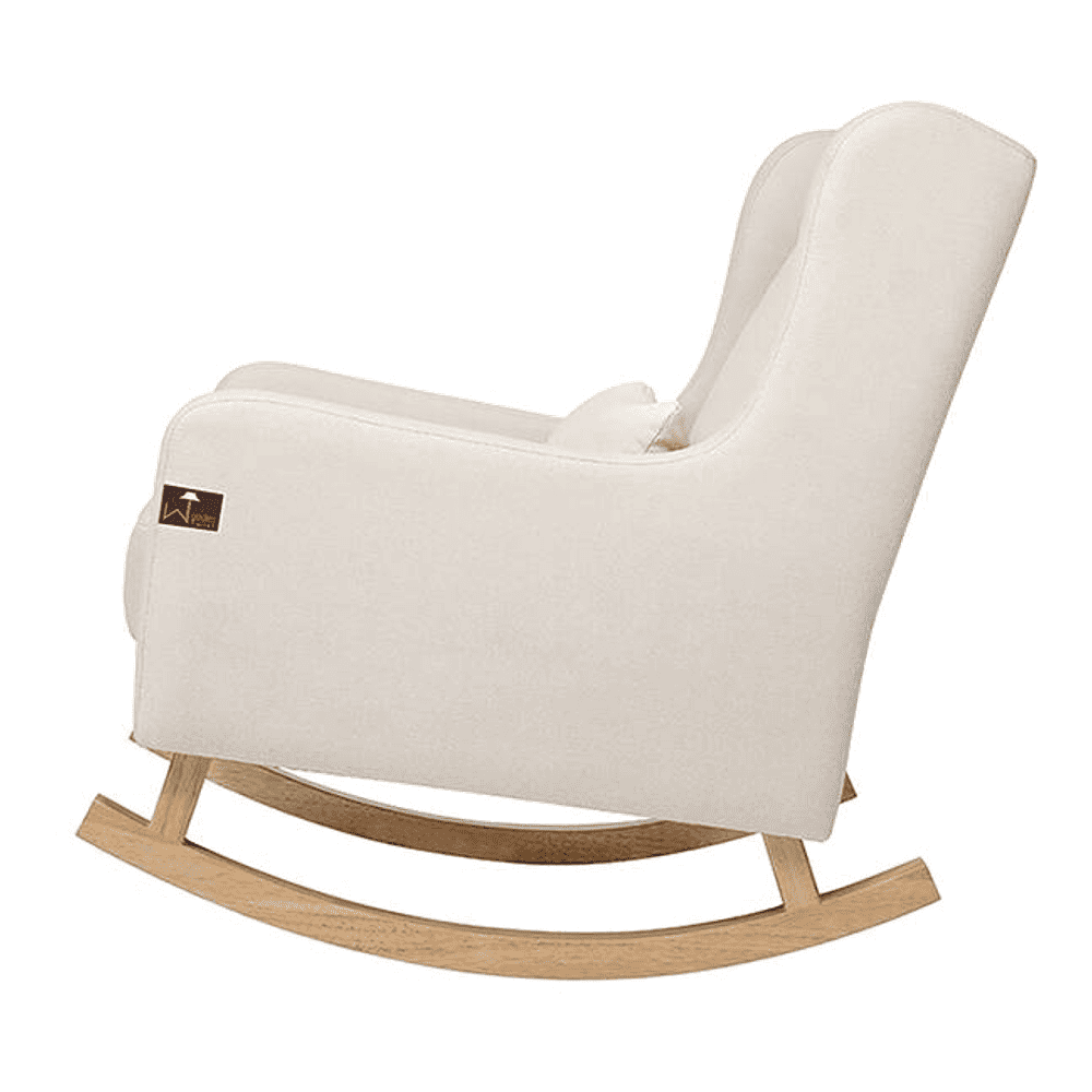 Chelsa Solid Wood Rocking Chair in Beige Leatherette Colour