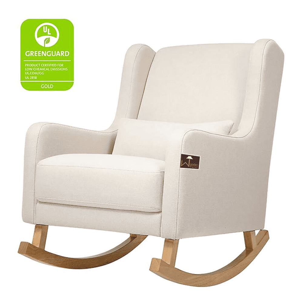 Chelsa Solid Wood Rocking Chair in Beige Leatherette Colour