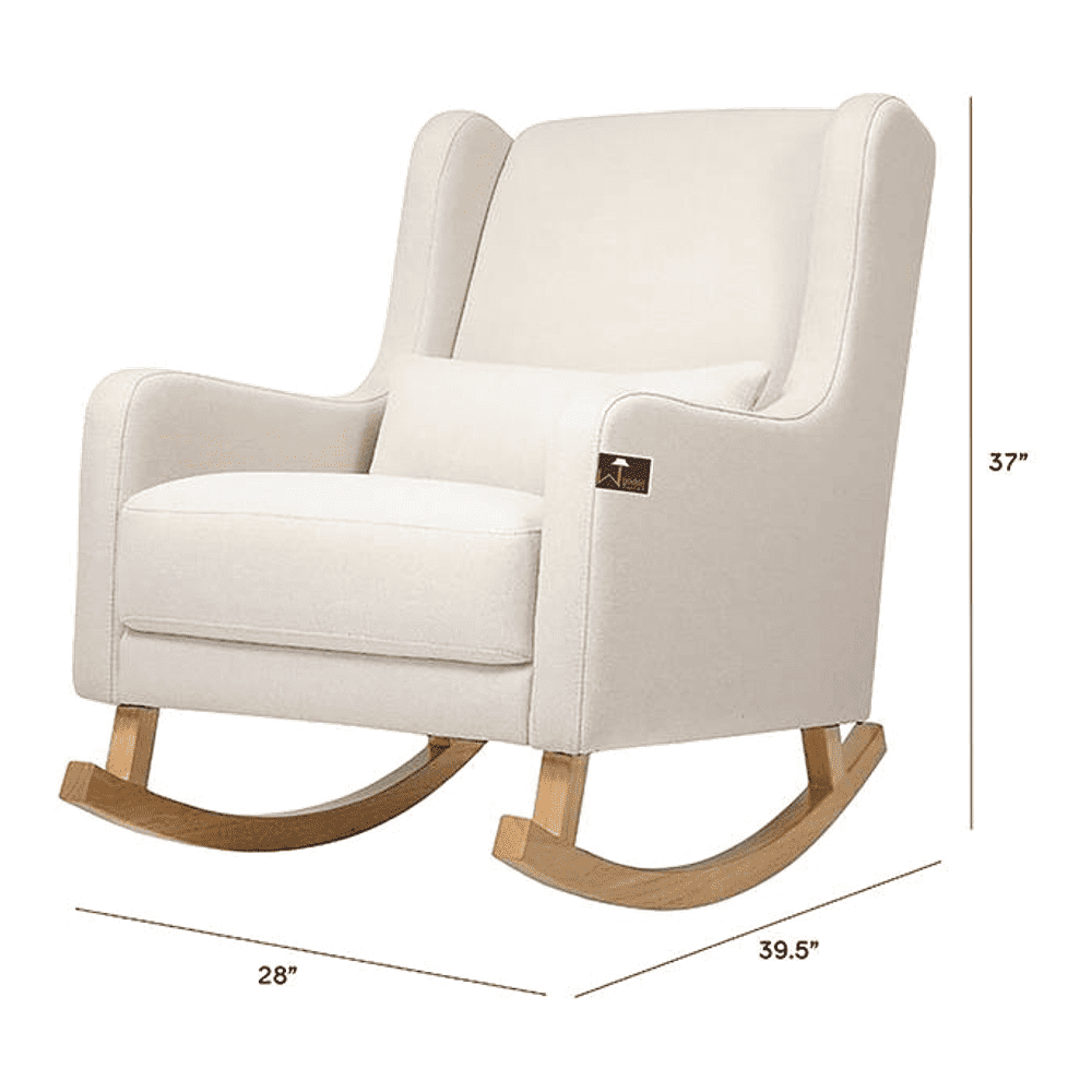 Chelsa Solid Wood Rocking Chair in Beige Leatherette Colour