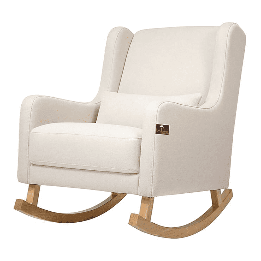 Chelsa Solid Wood Rocking Chair in Beige Leatherette Colour