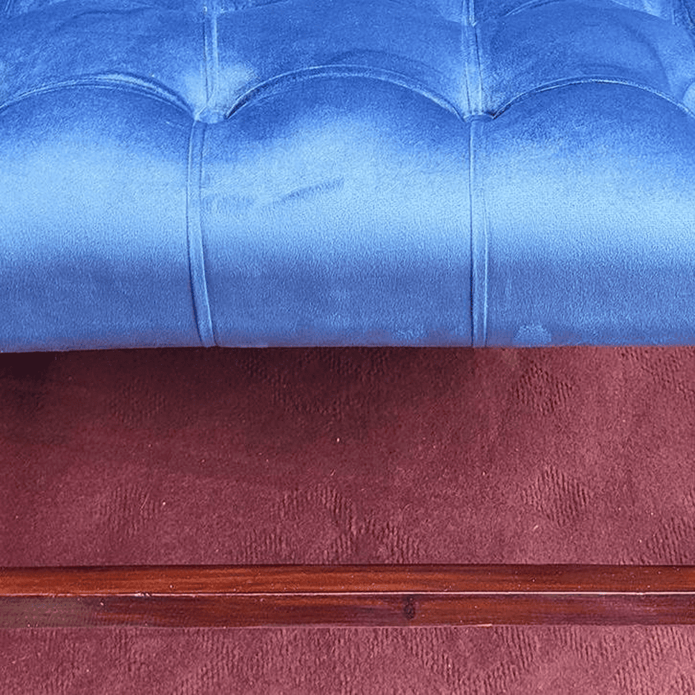 Gerardine Solid Wood Rocking Chair in Blue valvet Colour