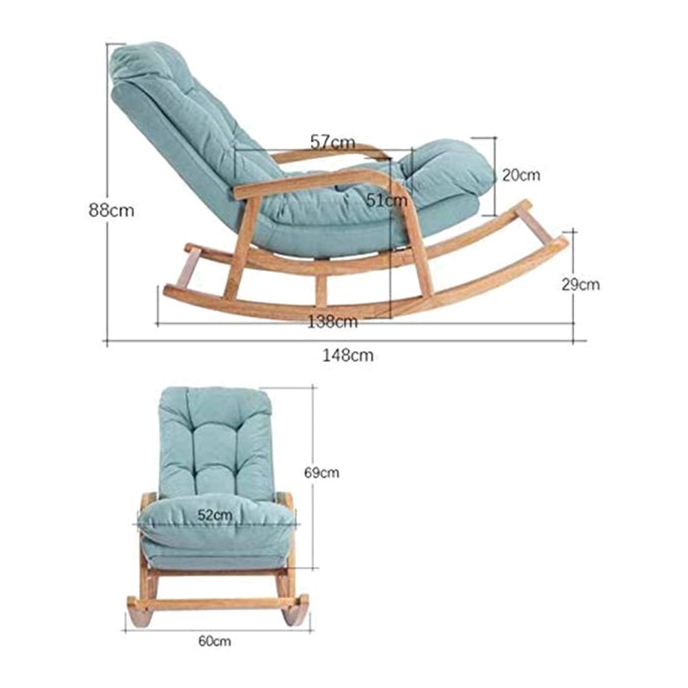 Earle Solid Wood Rocking Chair in Blue Colour