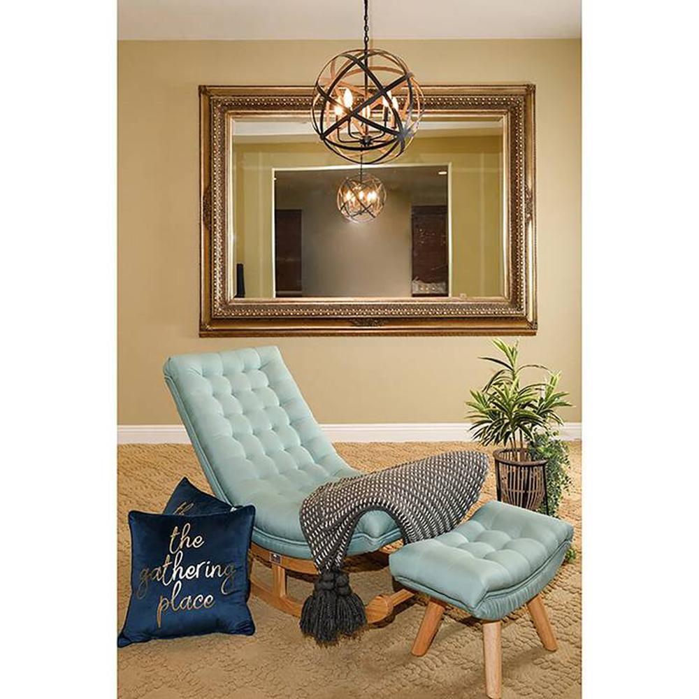 Paten Solid Wood Rocking Chair in Blue Colour