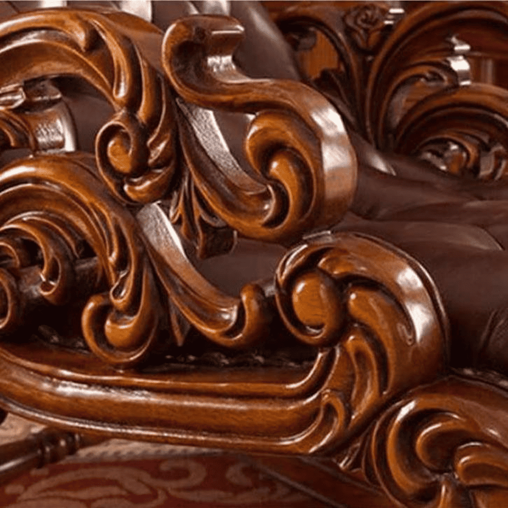 Eldred Solid Wood Rocking Chair in Brown Leathere Colour