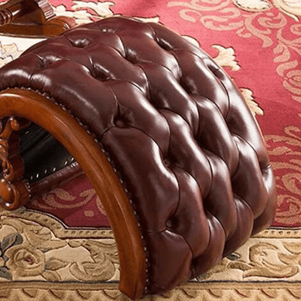 Eldred Solid Wood Rocking Chair in Brown Leathere Colour