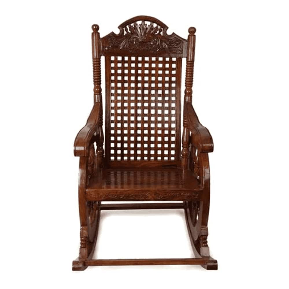 Kasy Solid Wood Rocking Chair in Brown Colour
