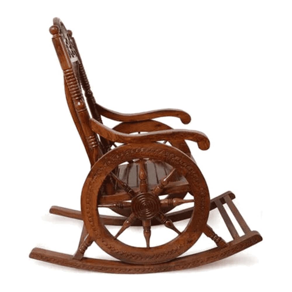 Kasy Solid Wood Rocking Chair in Brown Colour