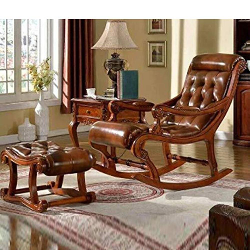 Ashlye Solid Wood Rocking Chair in Brown Colour