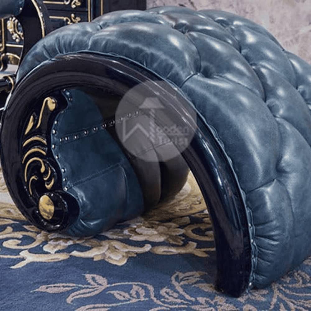 Linzee Solid Wood Rocking Chair in Dark Blue Colour