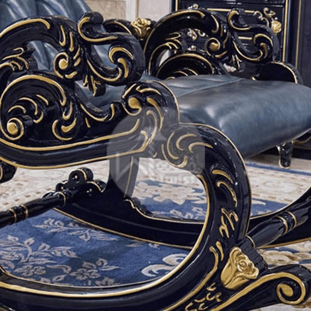 Linzee Solid Wood Rocking Chair in Dark Blue Colour