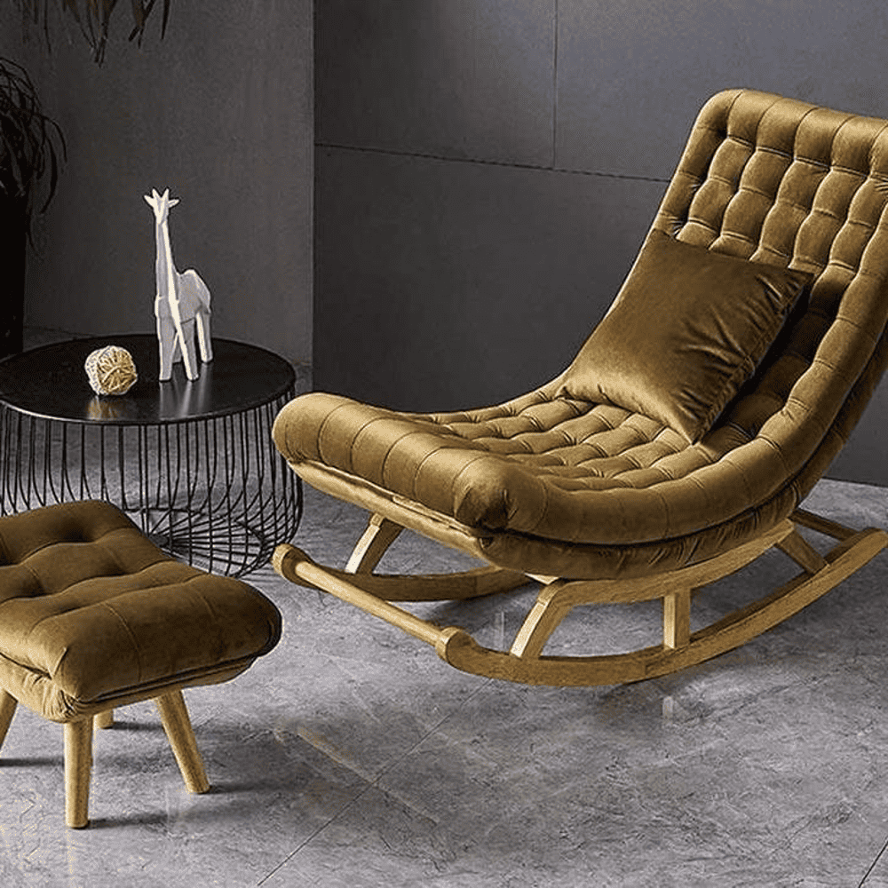 Ashlei Solid Wood Rocking Chair in Golden Colour