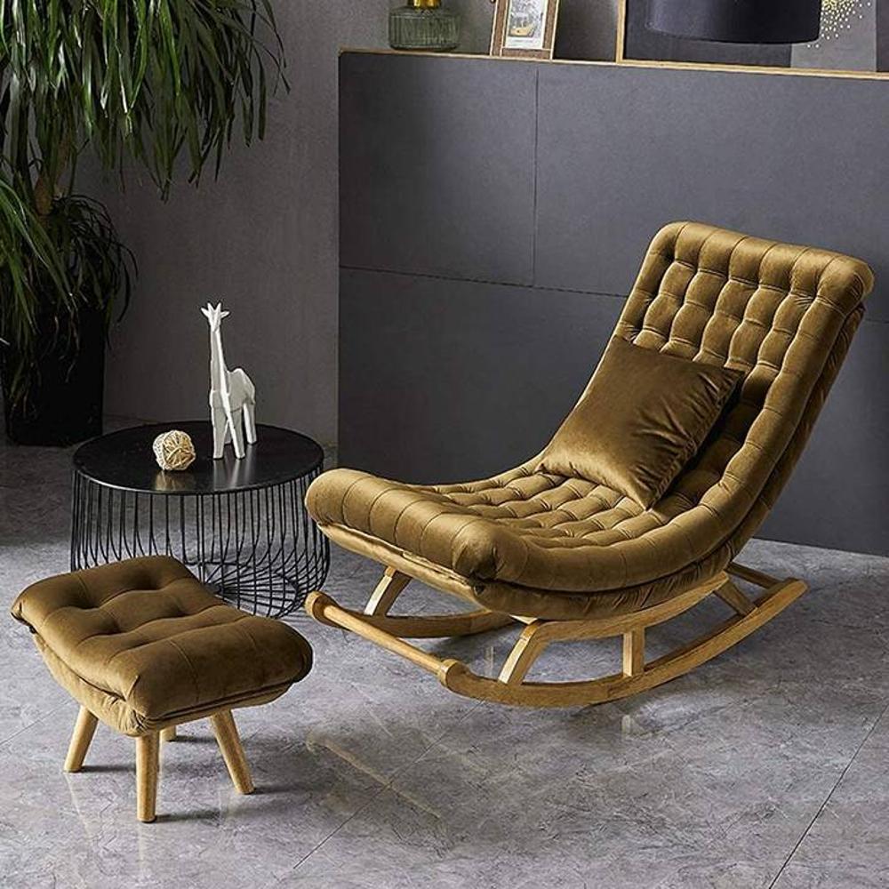 Ashlei Solid Wood Rocking Chair in Golden Colour
