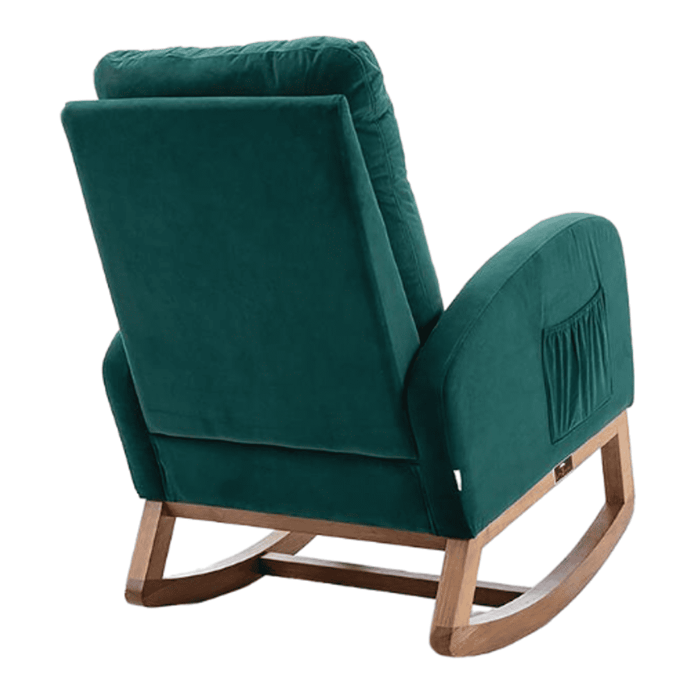 Averil Solid Wood Rocking Chair in Green Colour
