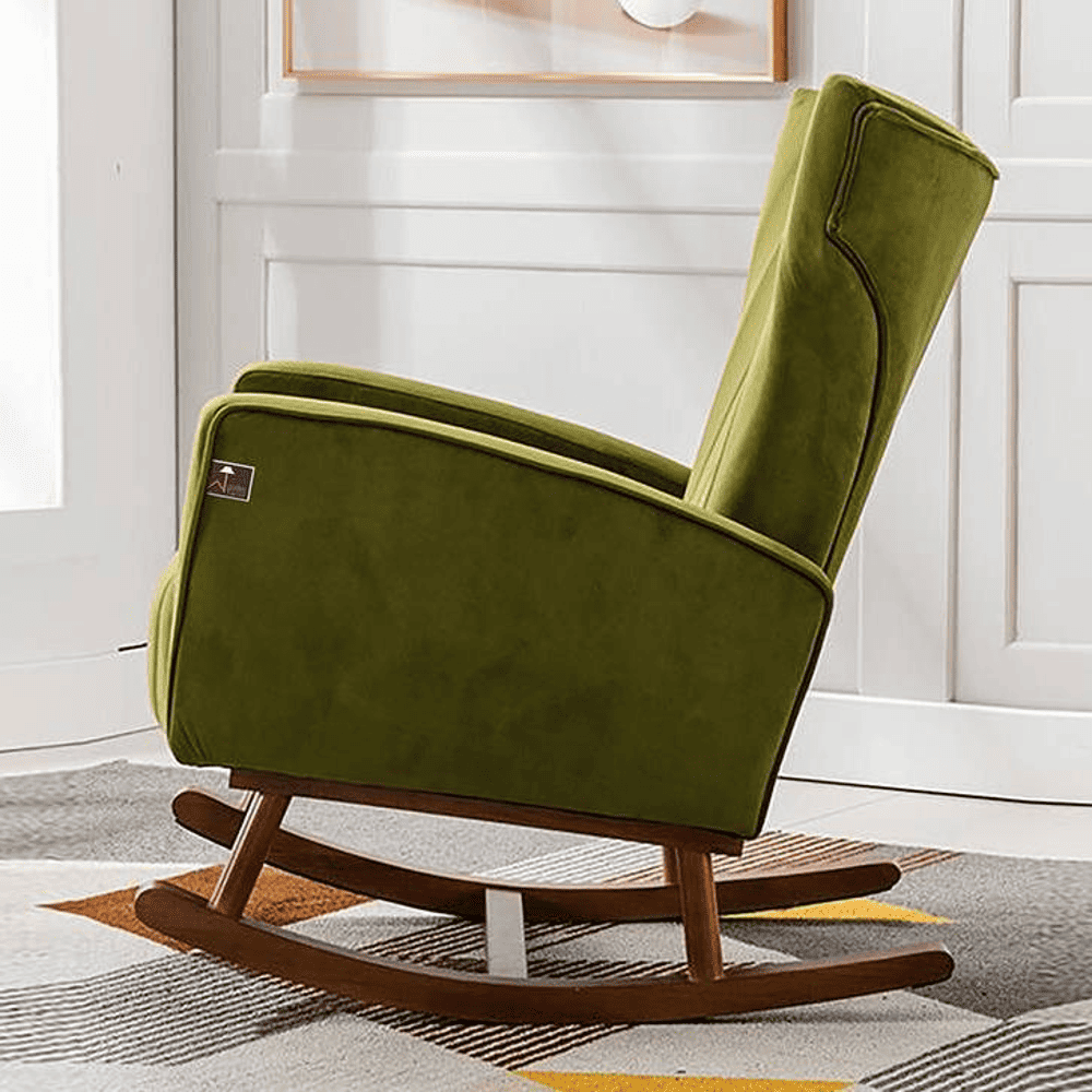 Kymberlie Solid Wood Rocking Chair in Green Colour