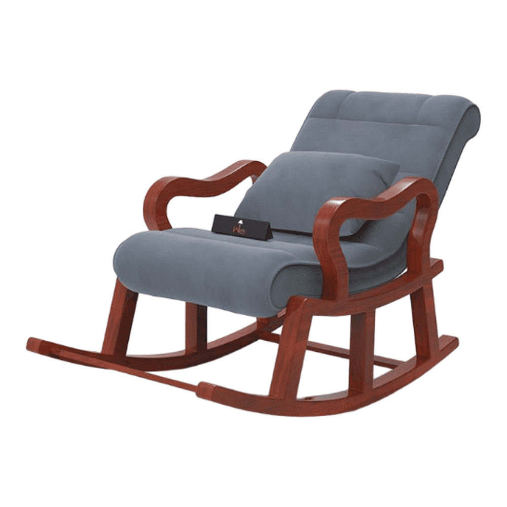 Alvar Solid Wood Rocking Chair in Grey Colour