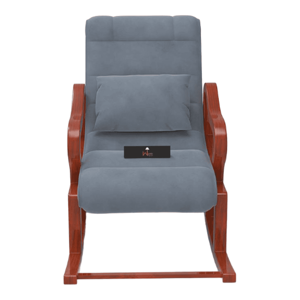 Alvar Solid Wood Rocking Chair in Grey Colour
