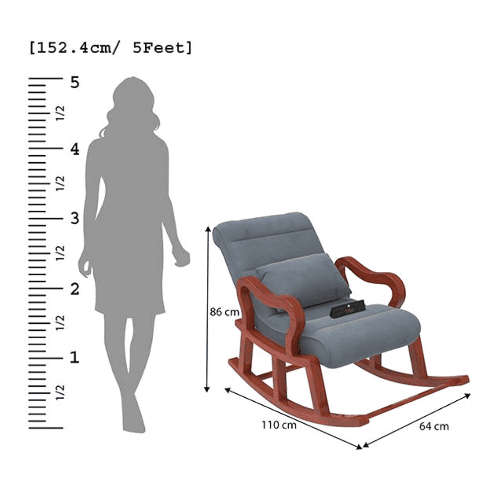 Alvar Solid Wood Rocking Chair in Grey Colour