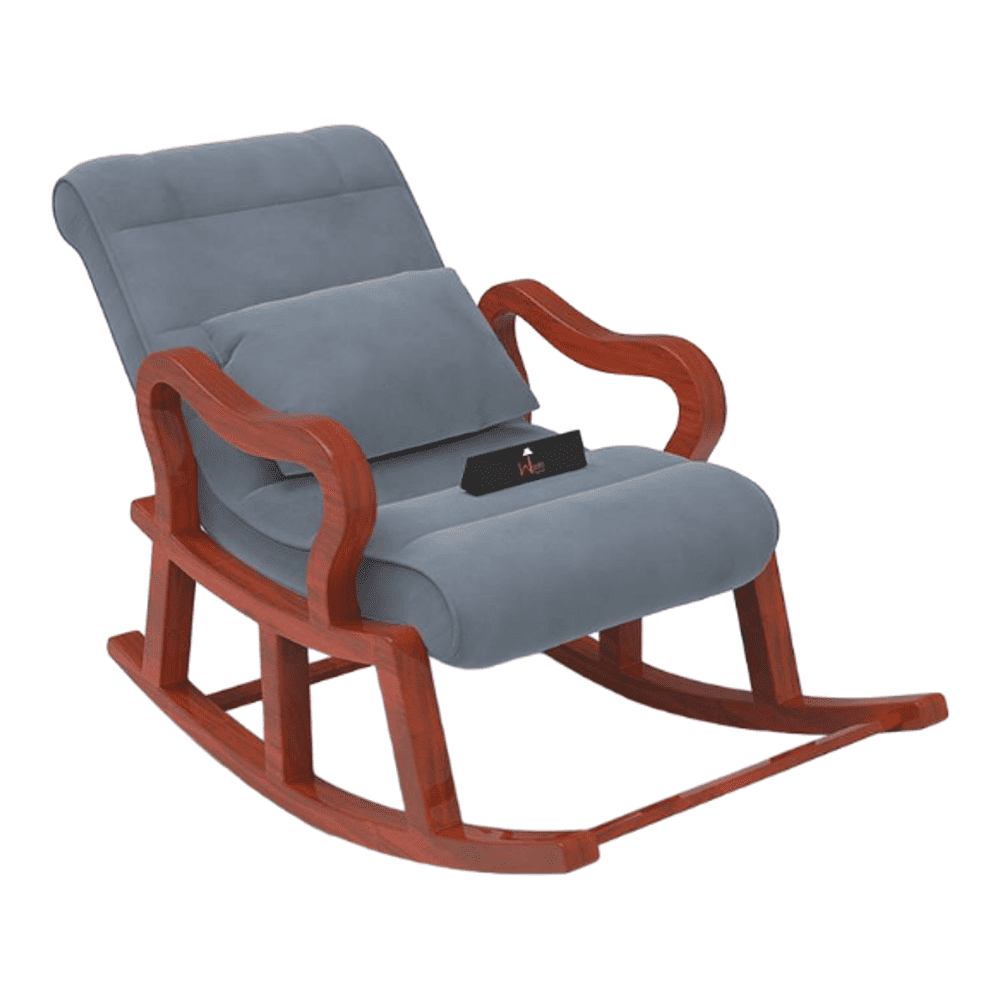 Alvar Solid Wood Rocking Chair in Grey Colour
