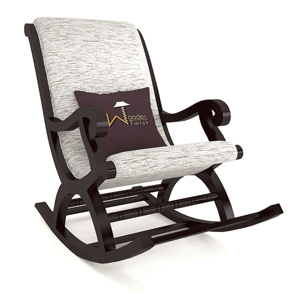 Chele Solid Wood Rocking Chair in Grey Colour