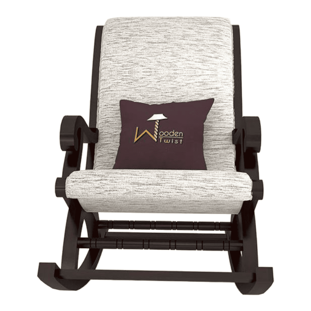 Chele Solid Wood Rocking Chair in Grey Colour