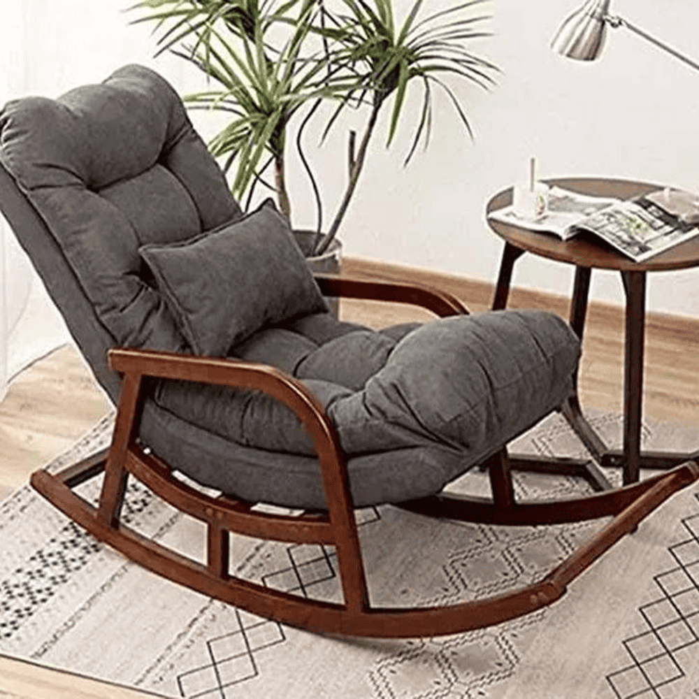 Kellsie Solid Wood Rocking Chair in Grey Colour