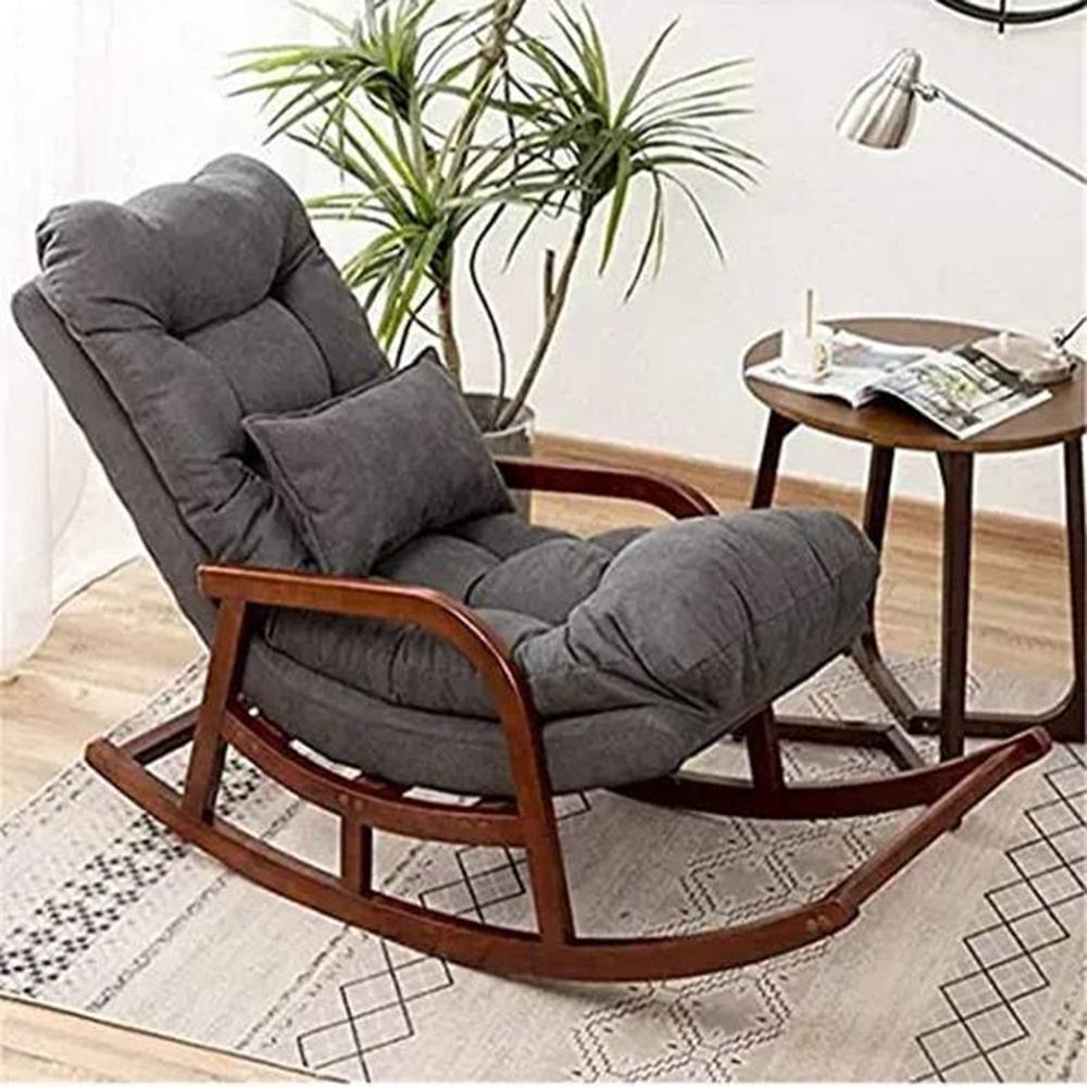 Kellsie Solid Wood Rocking Chair in Grey Colour