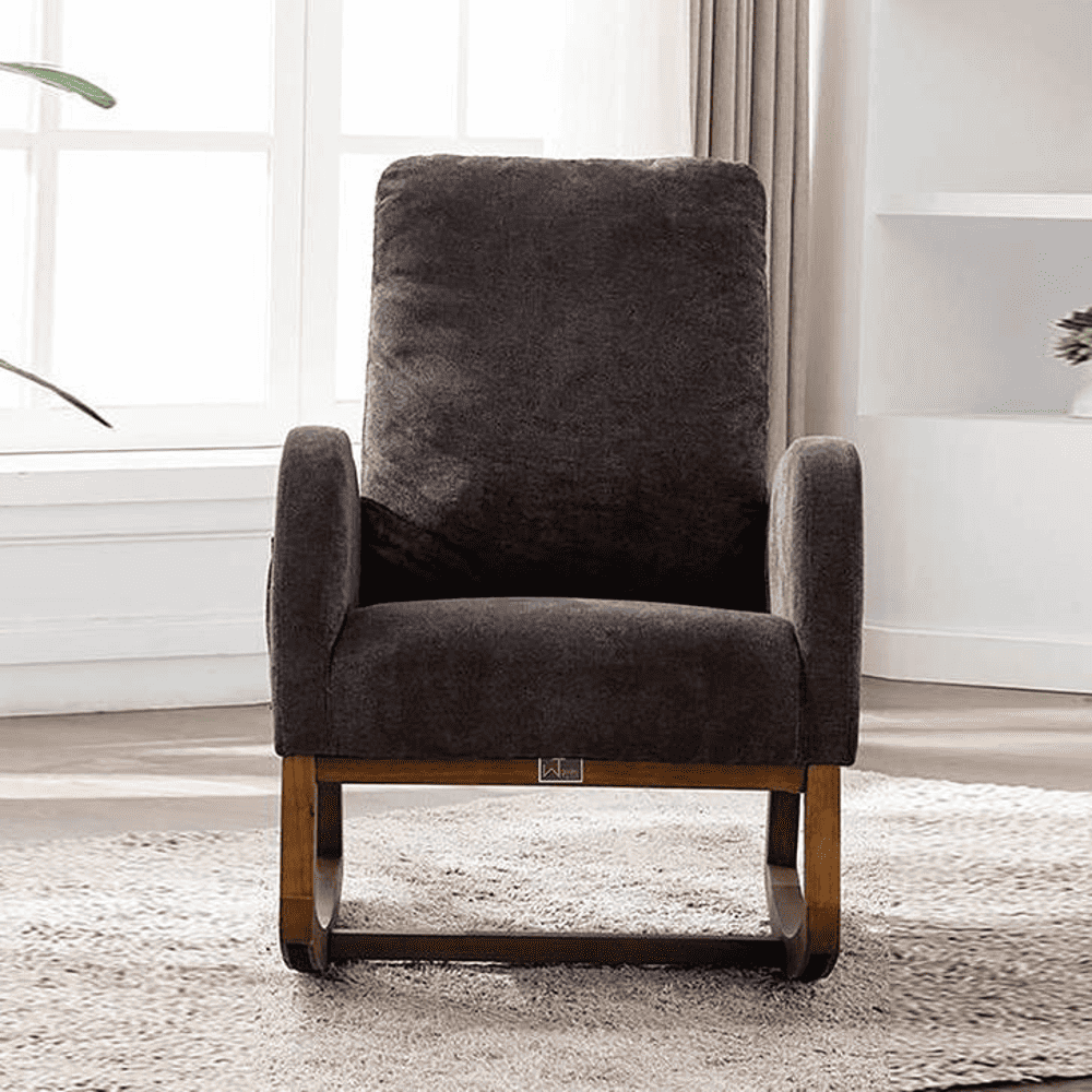 Tildon Solid Wood Rocking Chair in Grey Colour