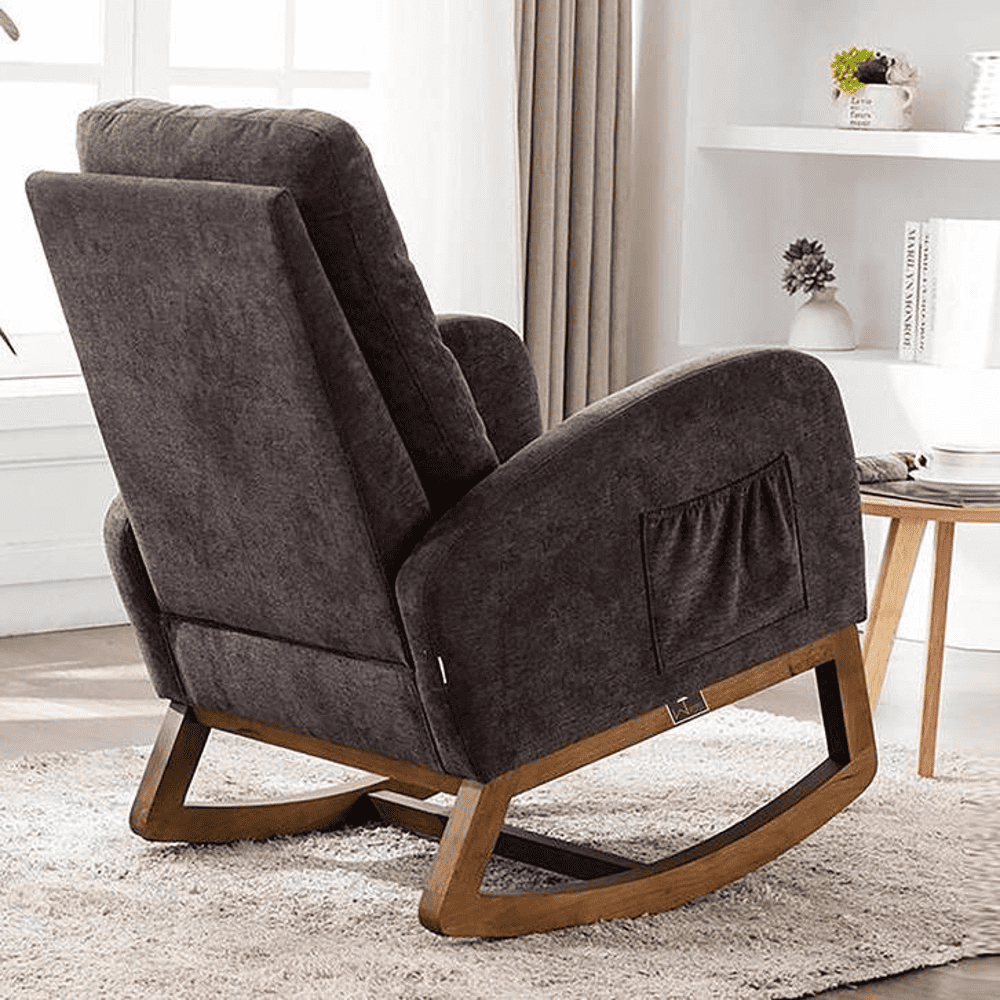 Tildon Solid Wood Rocking Chair in Grey Colour
