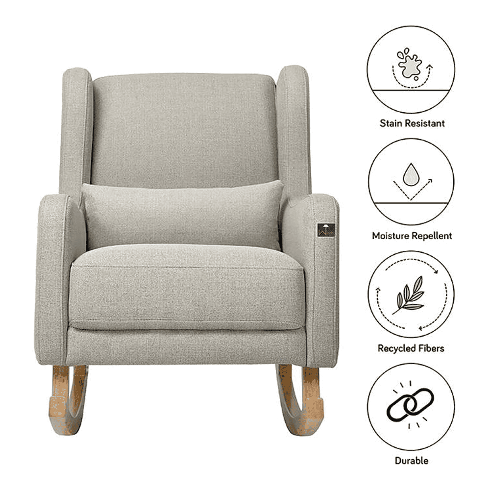 Kelsy Solid Wood Rocking Chair in Grey Colour