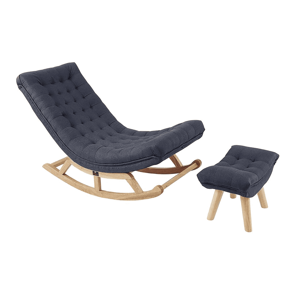 Kelwin Solid Wood Rocking Chair in Grey Colour