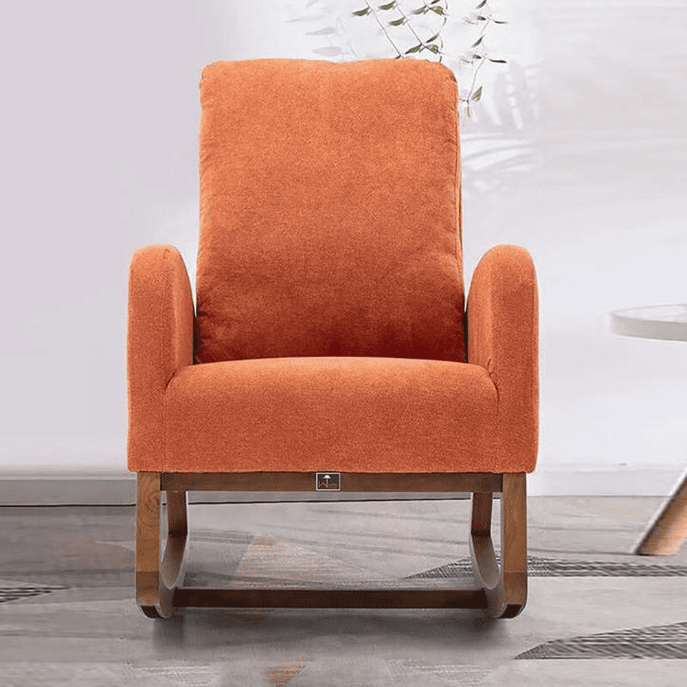 Garey Solid Wood Rocking Chair in Light Grey Colour