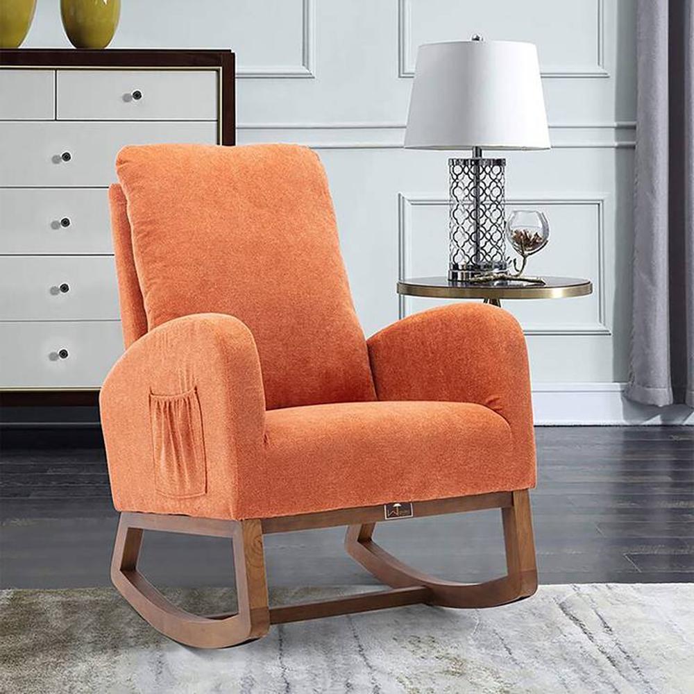 Garey Solid Wood Rocking Chair in Light Grey Colour