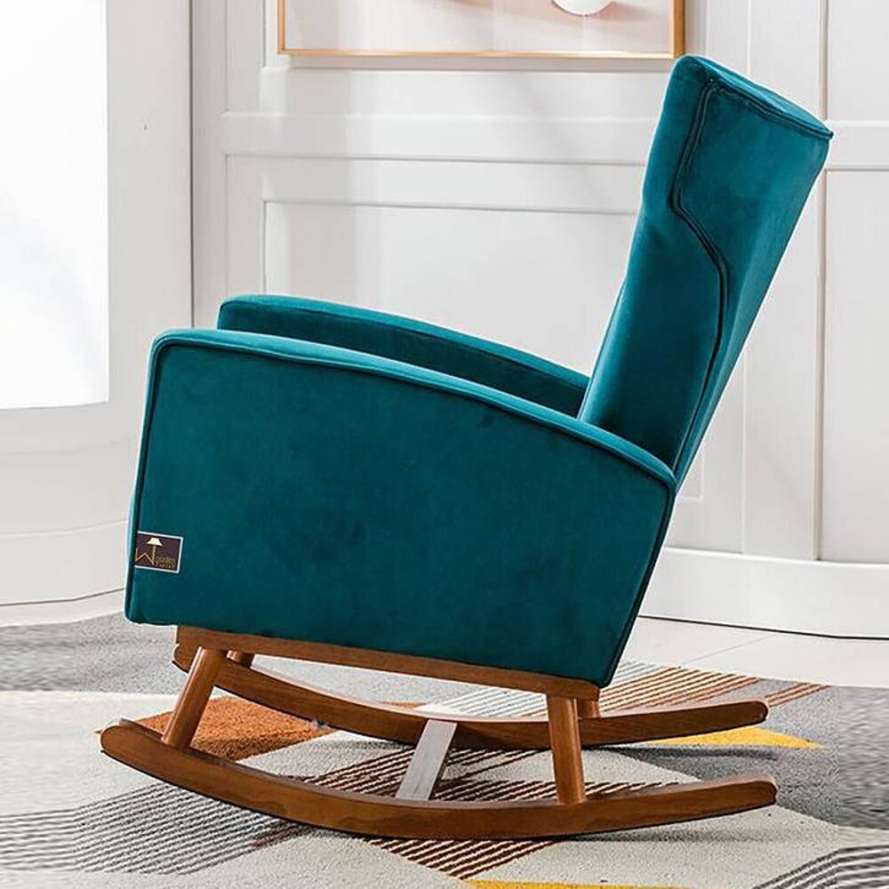 Ransome Solid Wood Rocking Chair in Teal Colour