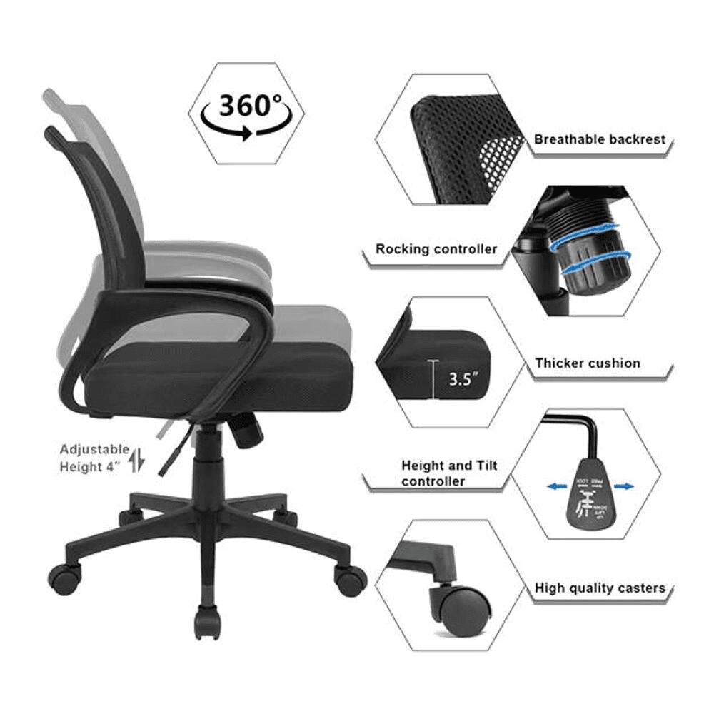 Task Net Swivel Study Chair in Black Colour