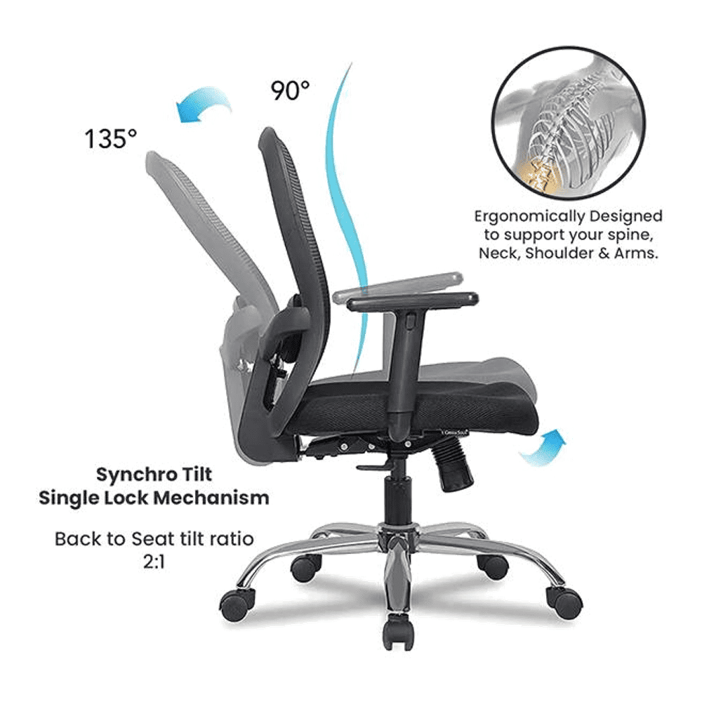 Corey Net Swivel Study Chair in Black Colour