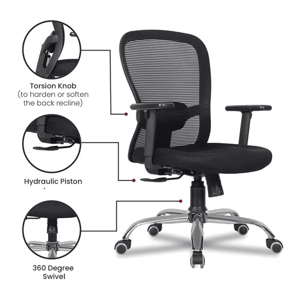Anderson Net Swivel Study Chair in Black Colour