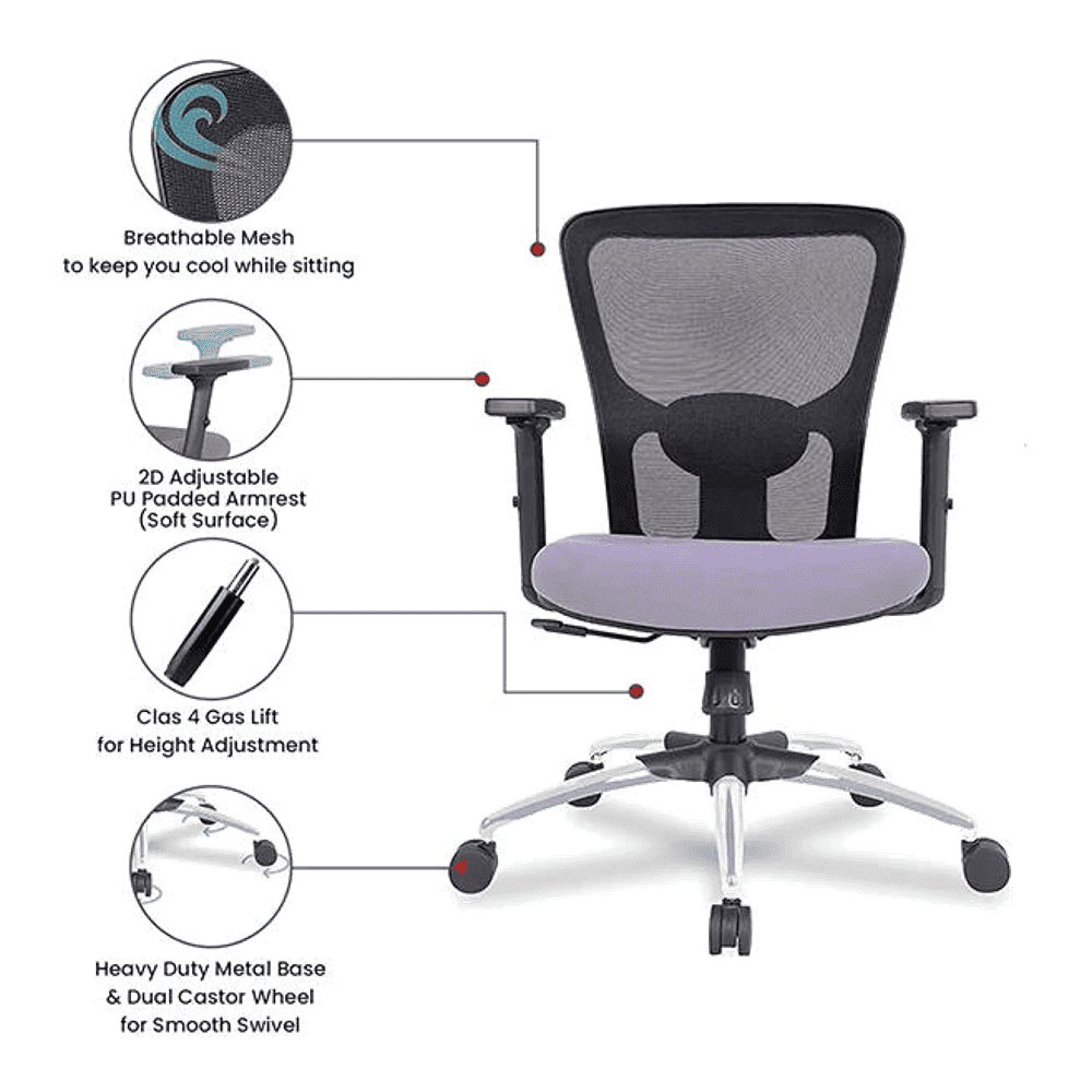 Jamie Net Swivel Study Chair in Black Colour