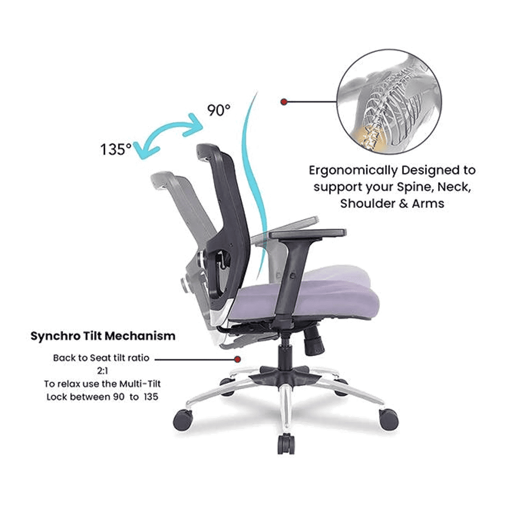 Jamie Net Swivel Study Chair in Black Colour