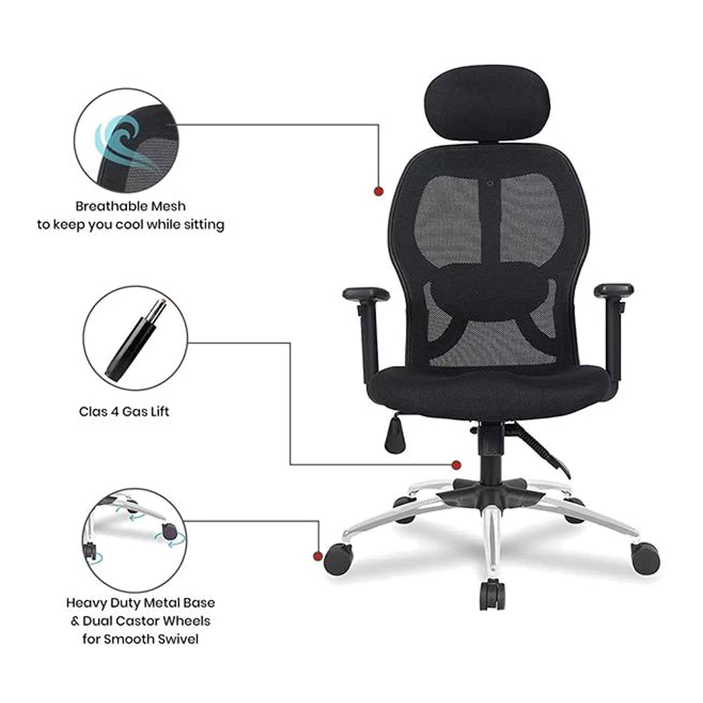 Lance Net Swivel Study Chair in Black Colour